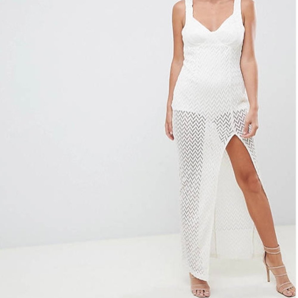 ASOS Design White Sheer Maxi Dress